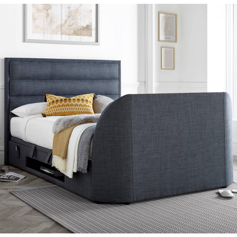 Kirkland Fabric Ottoman Storage King Size TV Bed In Slate