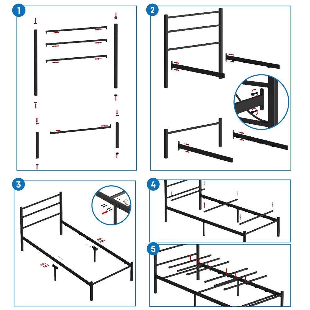 Kiroth Metal Single Bed in Black