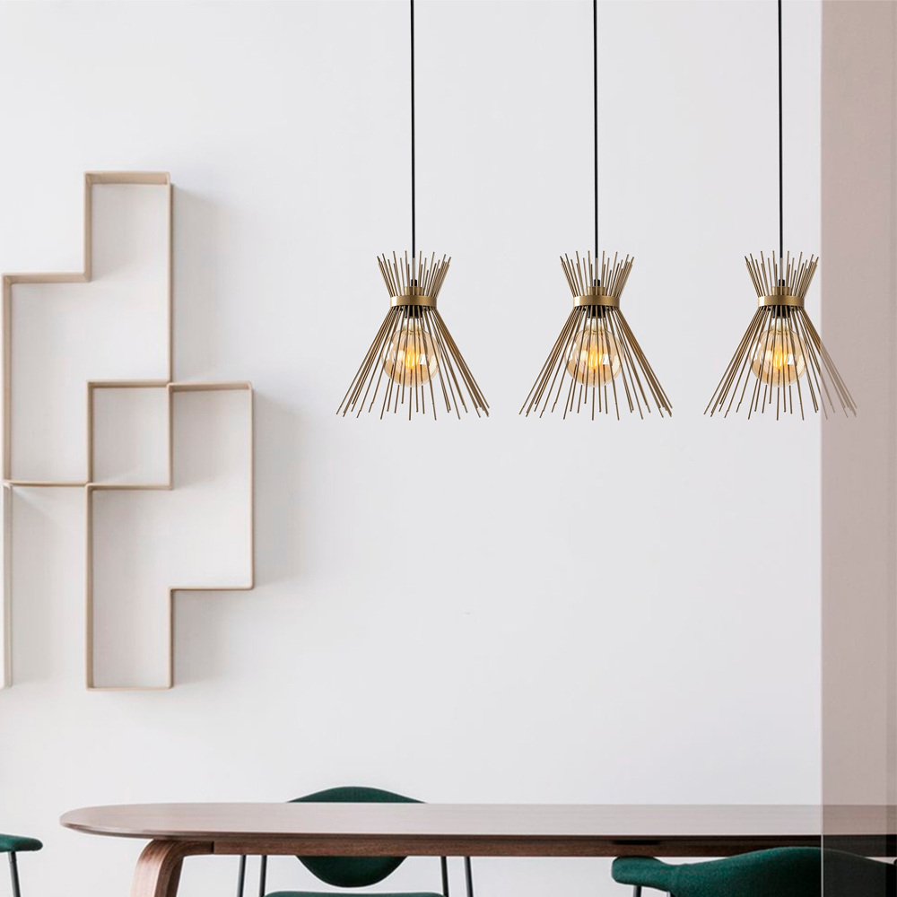 Kirpi 3 Light Metal Ceiling Pendant Light in Black