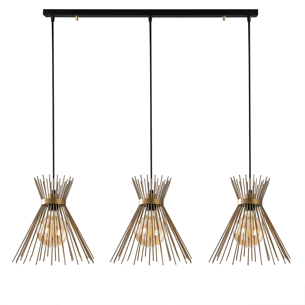 Kirpi 3 Light Metal Ceiling Pendant Light in Black