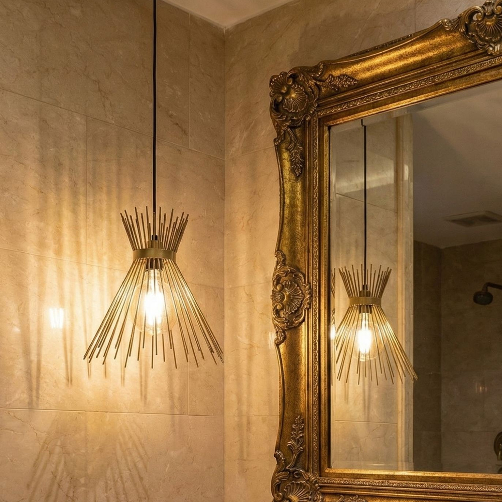 Kirpi Metal Ceiling Pendant Light in Gold and Black