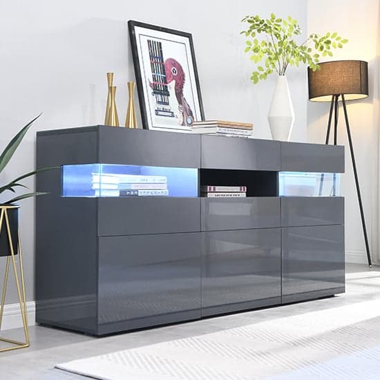 Read more about Kirsten high gloss sideboard in grey with led lighting