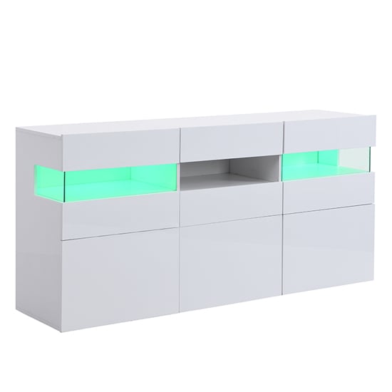 Kirsten High Gloss Sideboard In White With LED Lighting