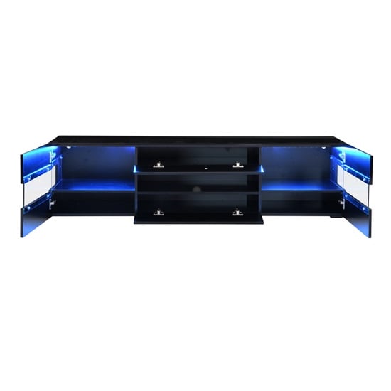 Kirsten High Gloss TV Stand In Black With LED Lighting_2