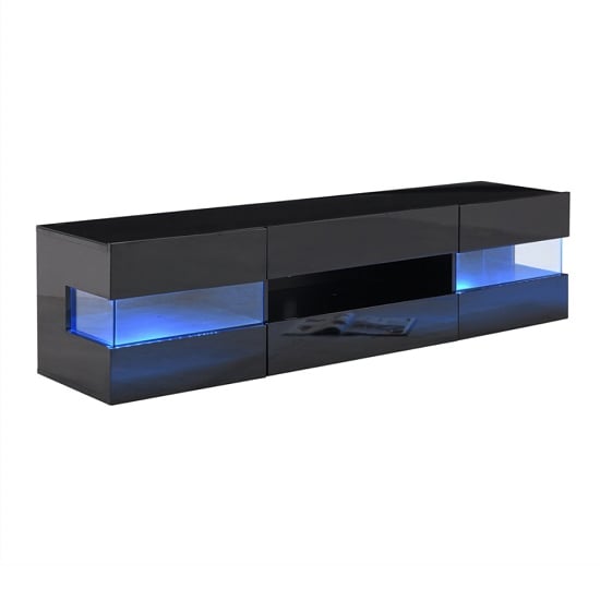 Kirsten High Gloss TV Stand In Black With LED Lighting_3