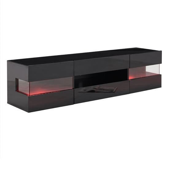 Kirsten High Gloss TV Stand In Black With LED Lighting_4