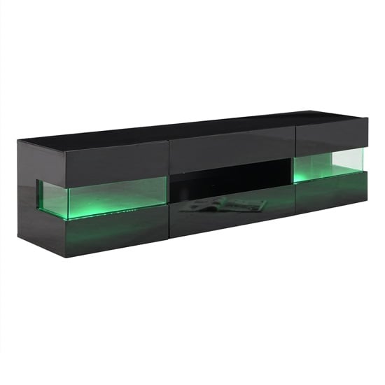 Kirsten High Gloss TV Stand In Black With LED Lighting_5