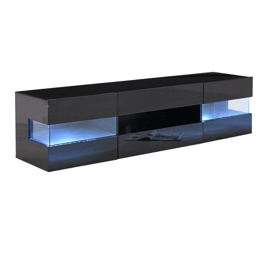 Kirsten High Gloss TV Stand In Black With LED Lighting_6