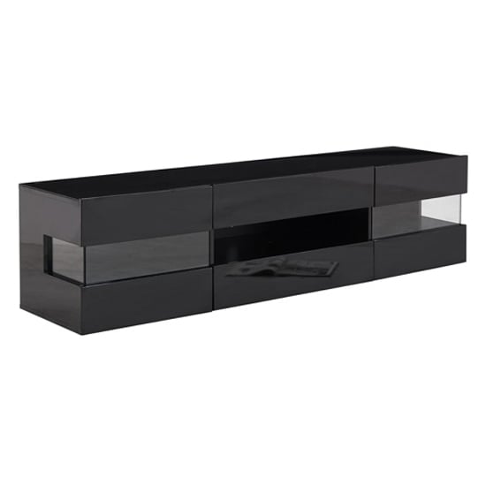 Kirsten High Gloss TV Stand In Black With LED Lighting_7