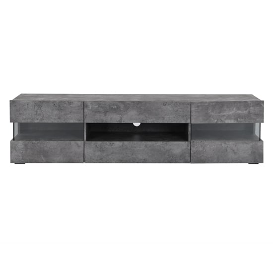 Kirsten Wooden TV Stand In Concrete Effect With LED Lighting