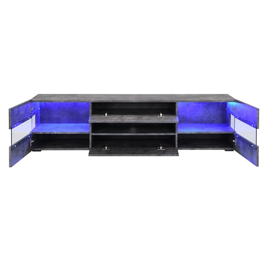 Kirsten Wooden TV Stand In Concrete Effect With LED Lighting