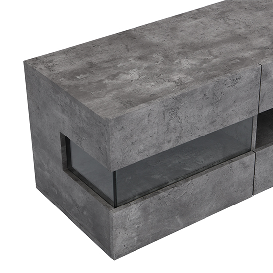 Kirsten Wooden TV Stand In Concrete Effect With LED Lighting