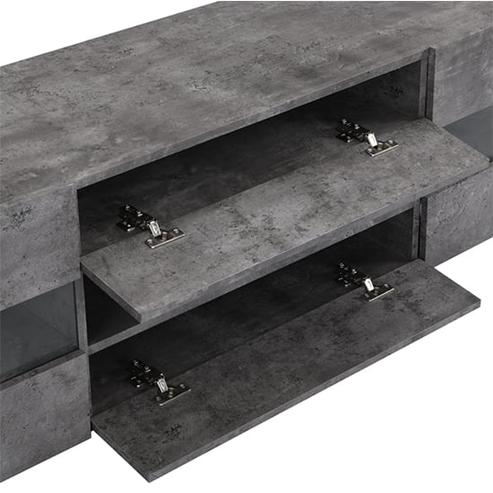 Kirsten Wooden TV Stand In Concrete Effect With LED Lighting_7