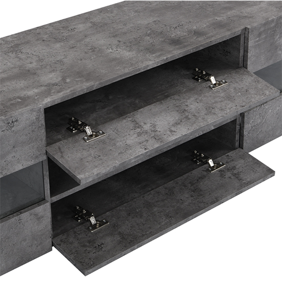Kirsten Wooden TV Stand In Concrete Effect With LED Lighting