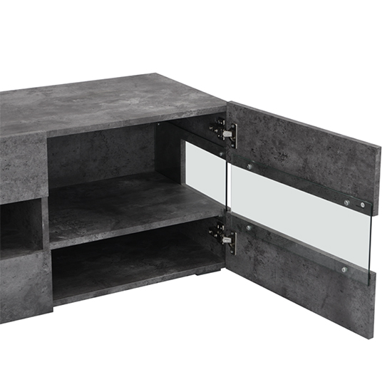 Kirsten Wooden TV Stand In Concrete Effect With LED Lighting