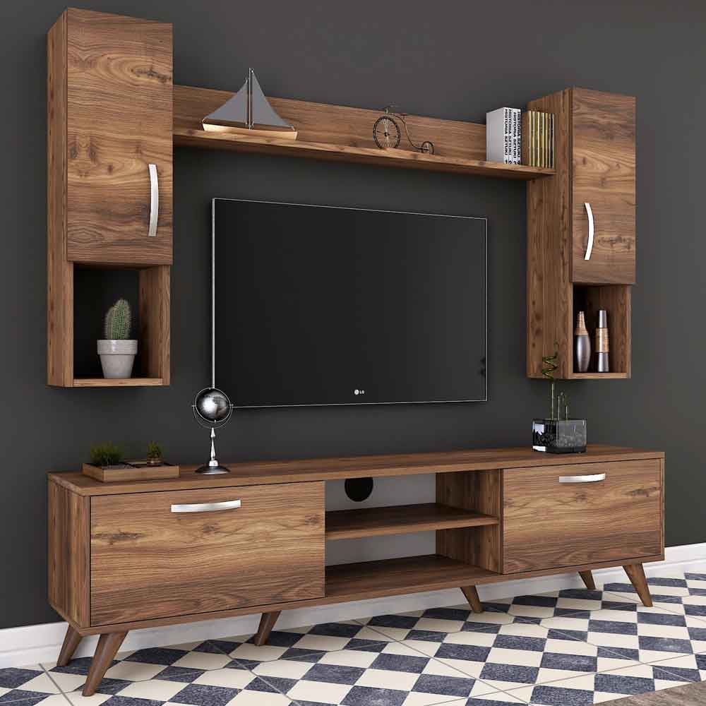 Kiyomi Wooden Entertainment Unit in Walnut