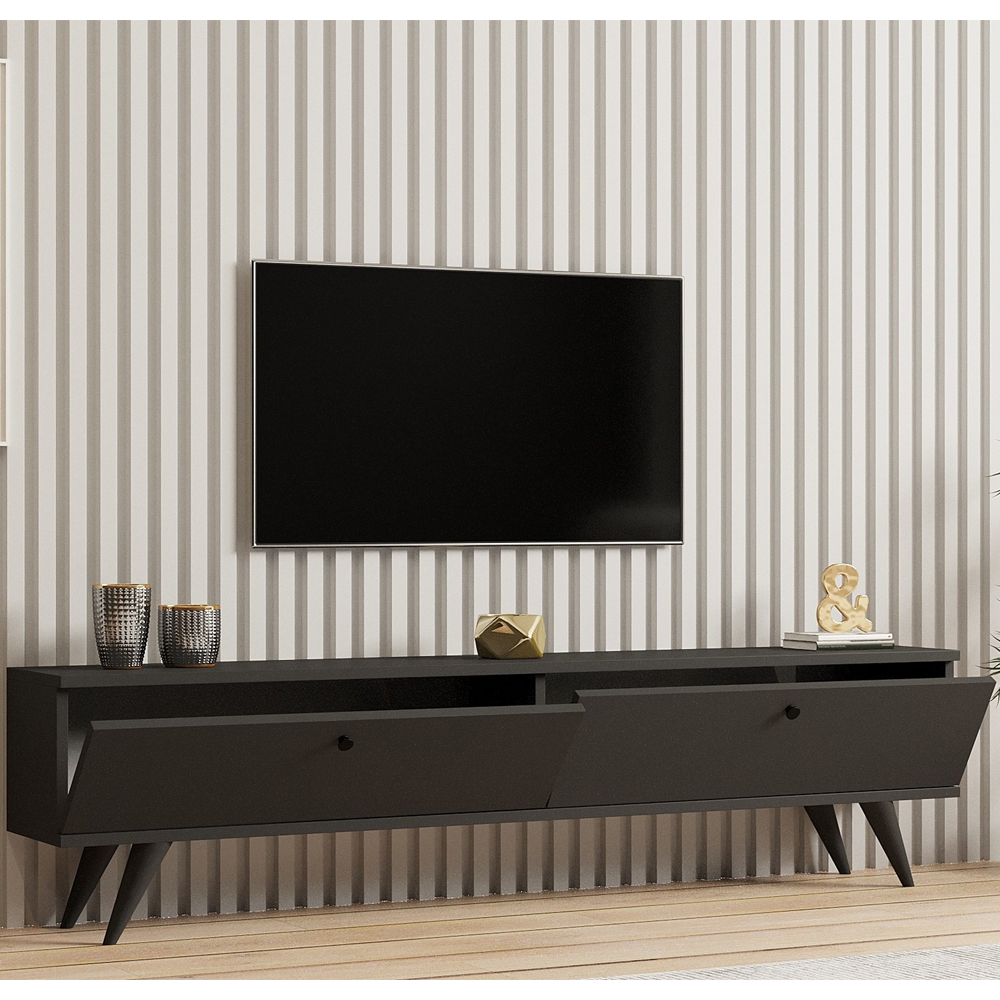 Kiyomi Wooden TV Stand with Plastic Legs in Anthracite