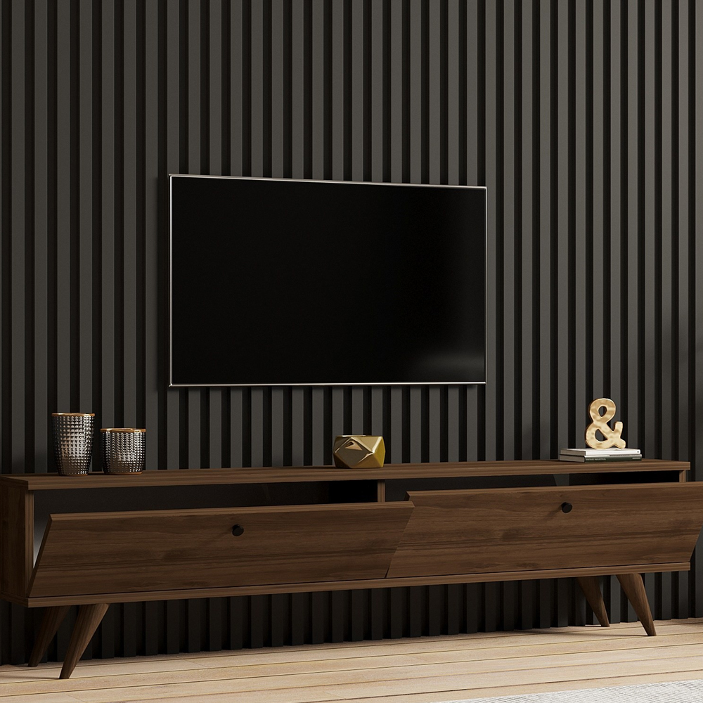 Kiyomi Wooden TV Stand with Plastic Legs in Walnut