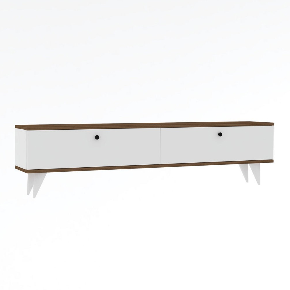 Kiyomi Wooden TV Stand with Plastic Legs in White and Walnut