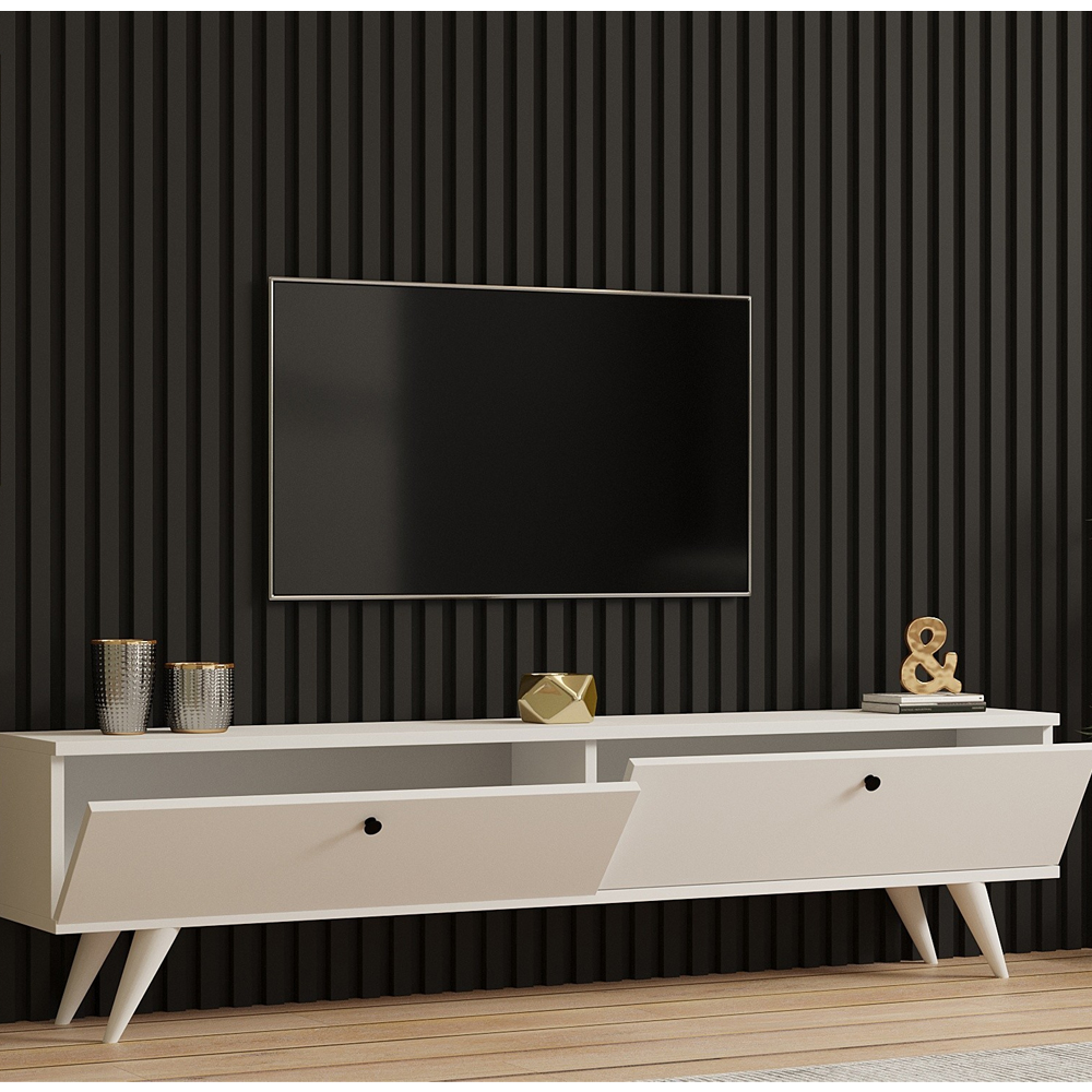 Kiyomi Wooden TV Stand with Plastic Legs in White