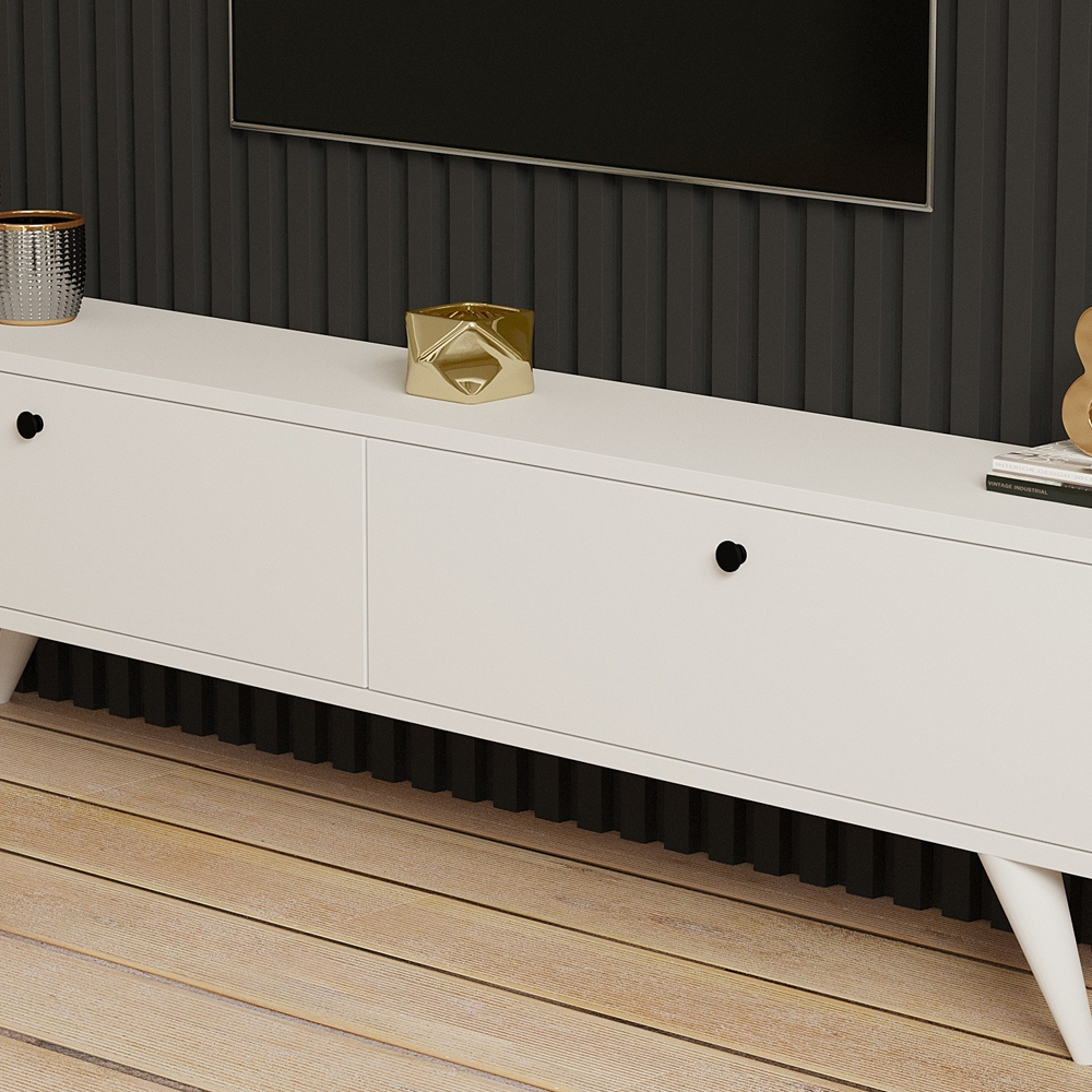 Kiyomi Wooden TV Stand with Plastic Legs in White