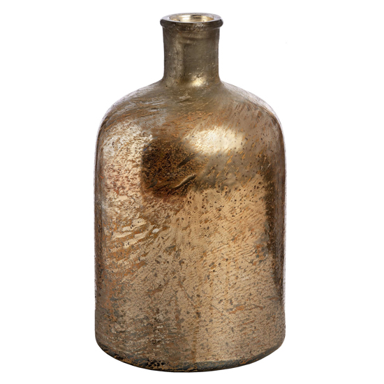 Kloria Glass Bottle Decorative Vase In Antique Rose Gold