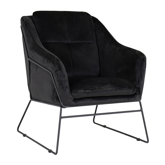 Product photograph of Klux Velvet Armchair With Metal Frame In Black from Furniture in Fashion