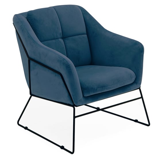 Read more about Klux velvet armchair with metal frame in blue