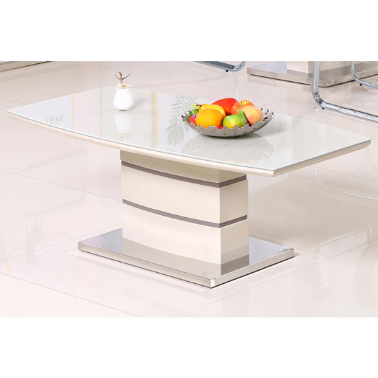 Read more about Kaiyo glass top coffee table with cappuccino high gloss base