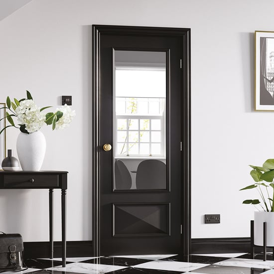 Photo of Knightsbridge glazed 1981mm x 686mm internal door in black