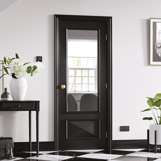 Photo of Knightsbridge glazed 1981mm x 762mm internal door in black