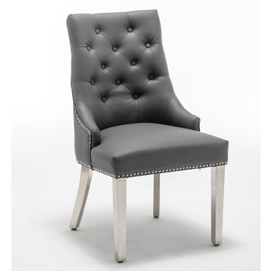 Knoxville Faux Leather Dining Chair In Grey_1