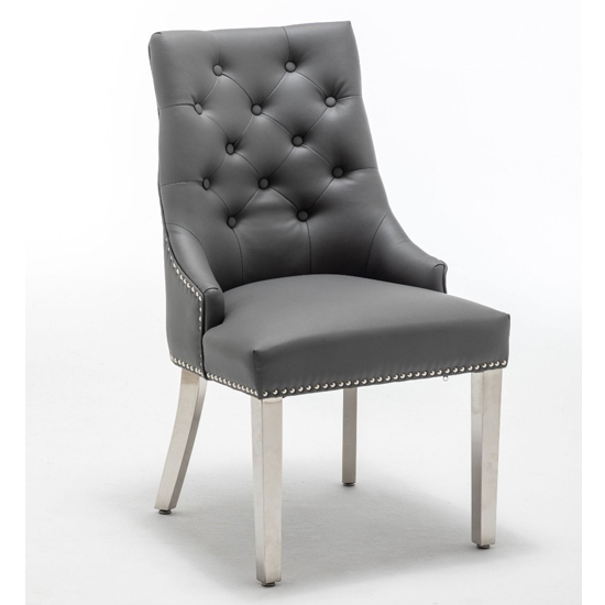 Photo of Knoxville faux leather dining chair in grey