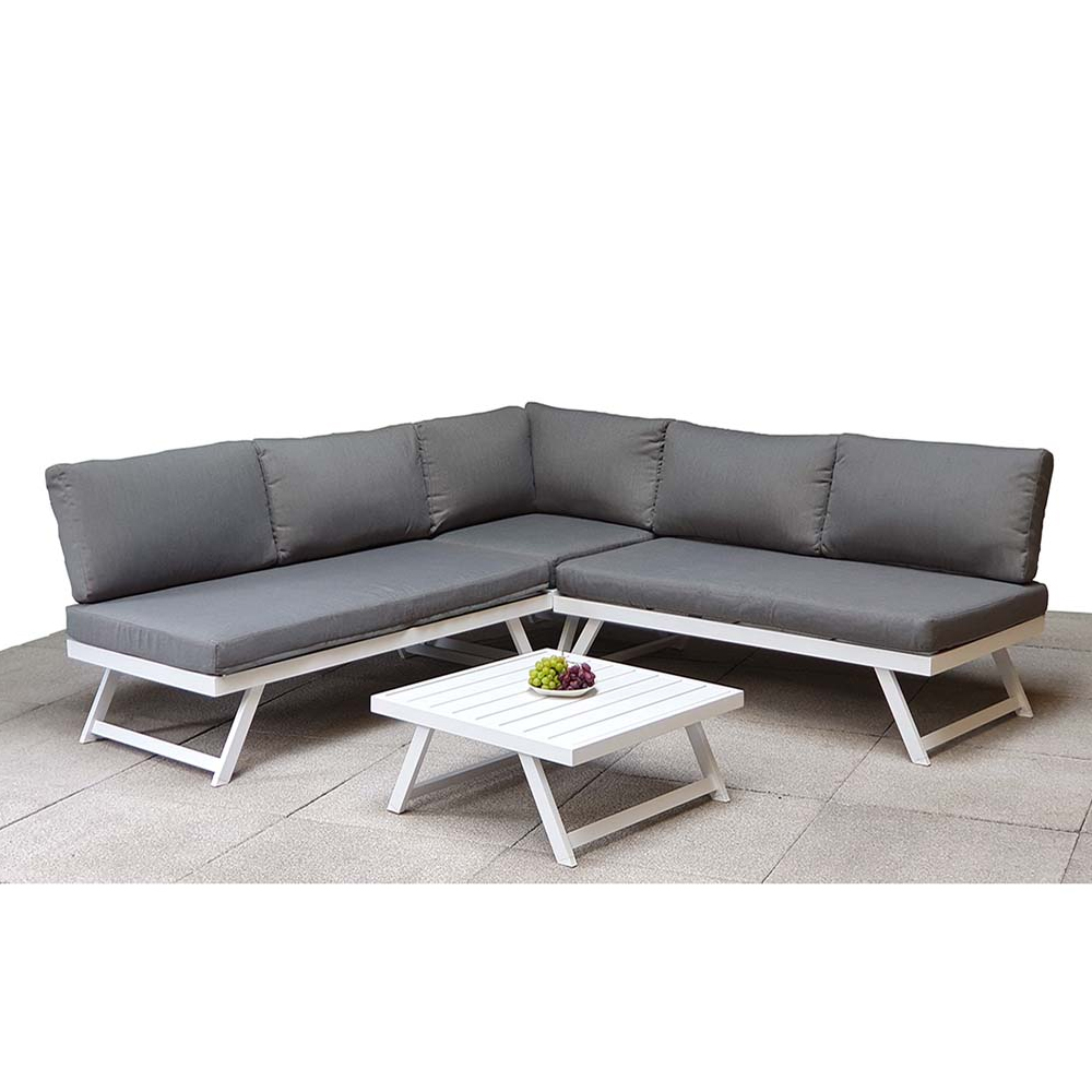 Knoxville Garden Corner Seating Set With White Frame In Grey