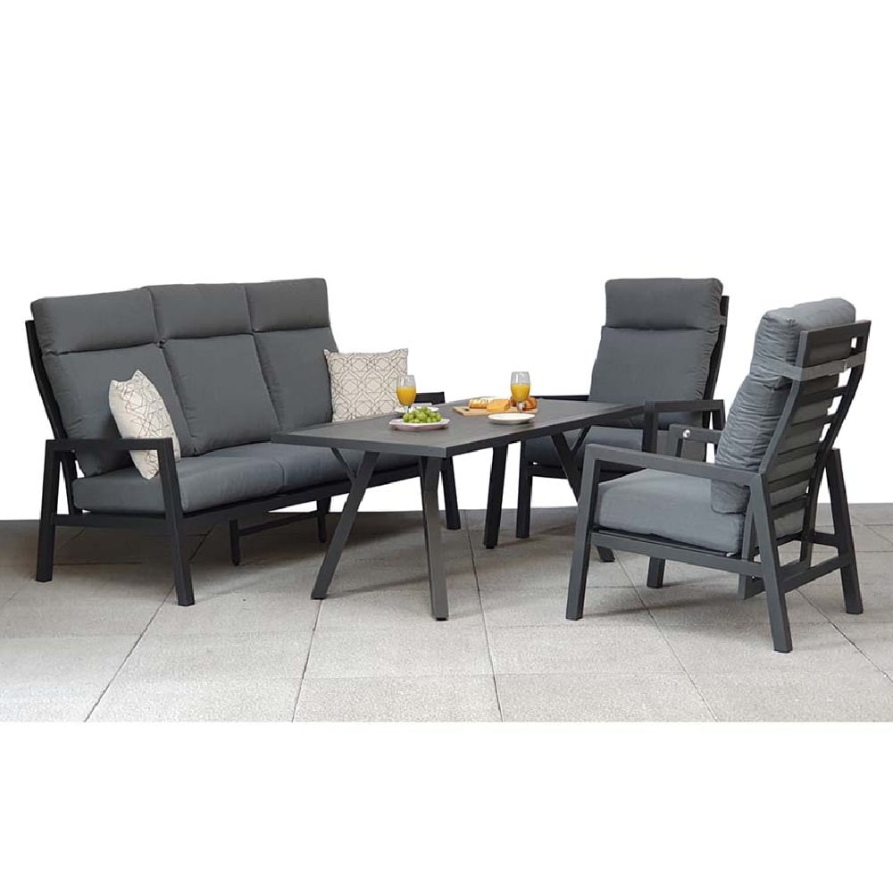 Knoxville Garden Sofa Dining Set With Aluminium Frame In Grey