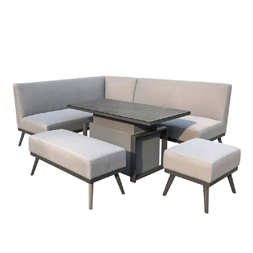 Knoxville Garden Sofa Dining Set With Gas Lift Table In Grey