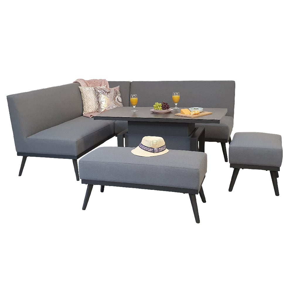Knoxville Garden Sofa Dining Set With Gas Lift Table In Grey