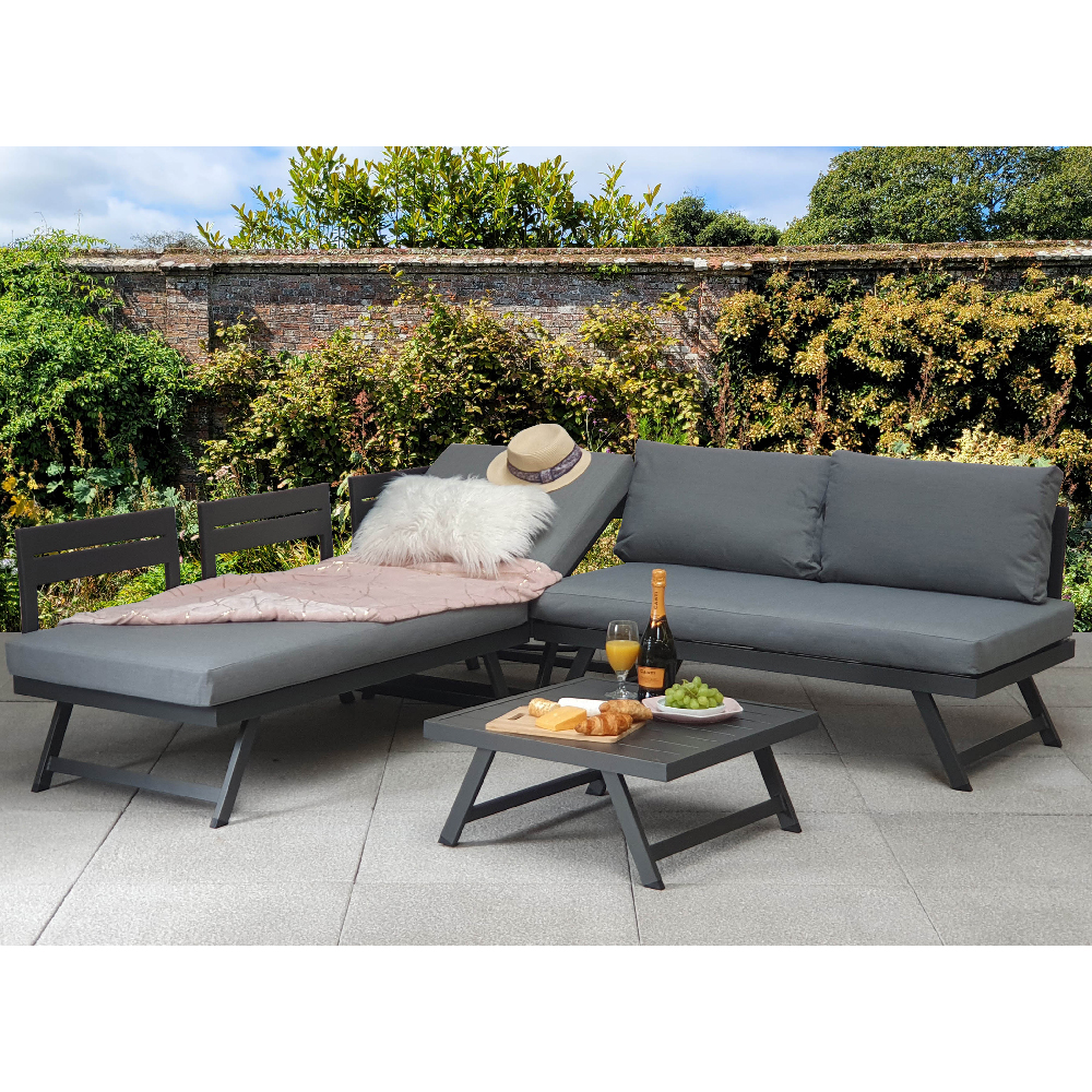 Knoxville Garden Sofa Seating Set With Aluminium Frame In Grey