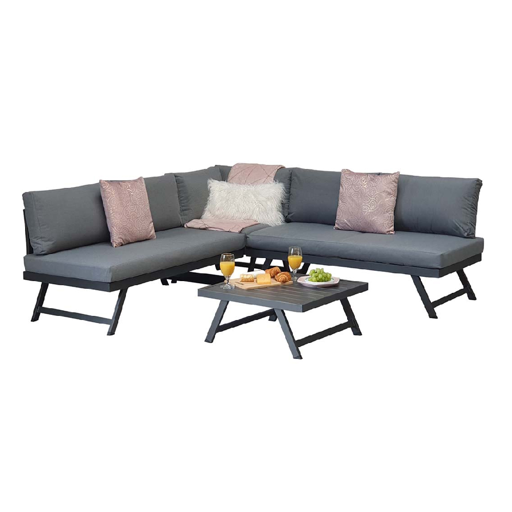 Knoxville Garden Sofa Seating Set With Aluminium Frame In Grey