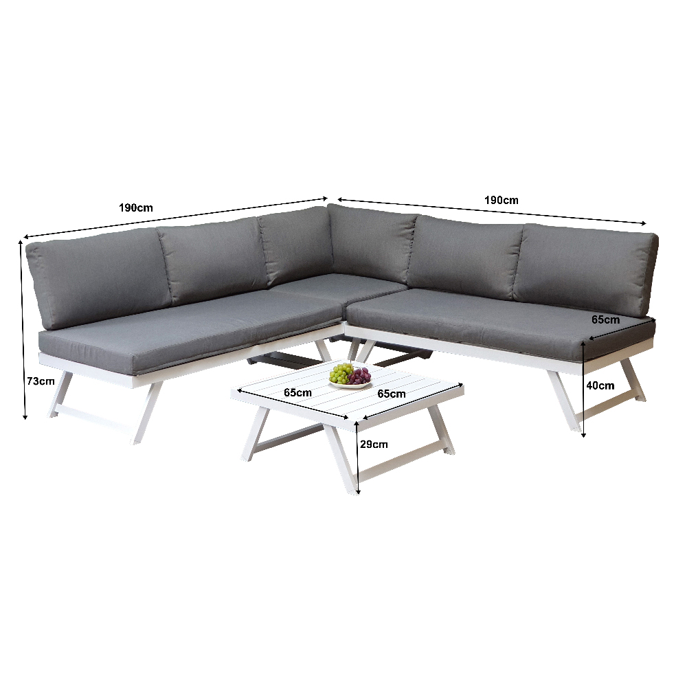 Knoxville Garden Sofa Seating Set With Aluminium Frame In Grey
