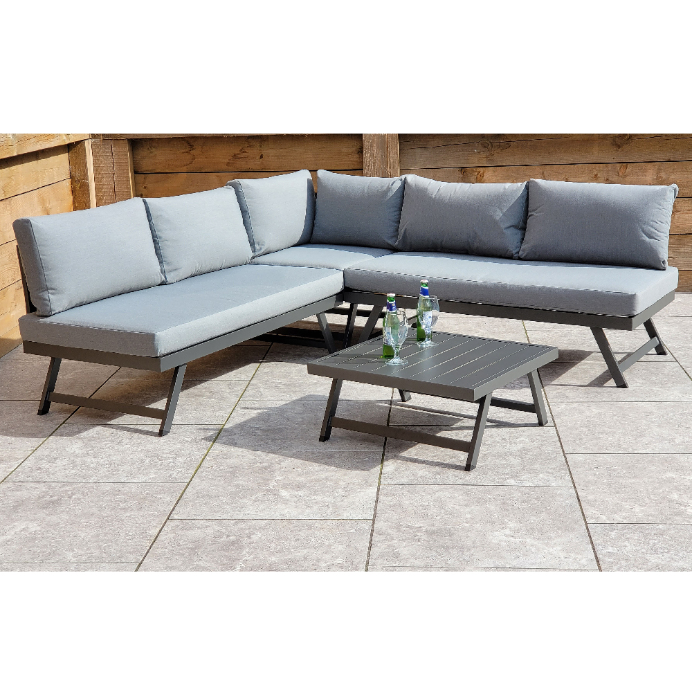 Knoxville Garden Sofa Seating Set With Aluminium Frame In Grey