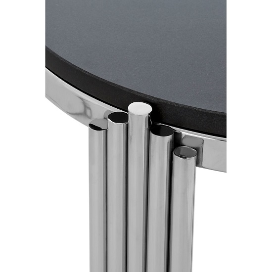 Gakyid Round Granite Top Side Table With Stainless Steel Frame