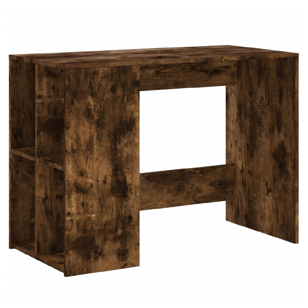 Knutsford Wooden Laptop Desk With 4 Shelves In Smoked Oak