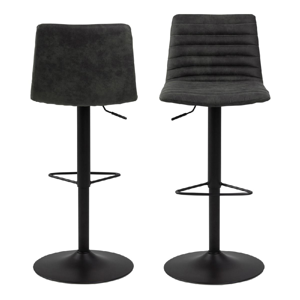 Kodak Anthracite Fabric Bar Stools With Metal Base In Pair