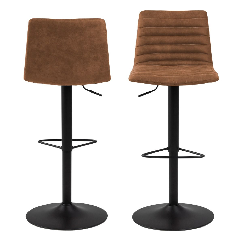 Kodak Brown Fabric Bar Stools With Metal Base In Pair