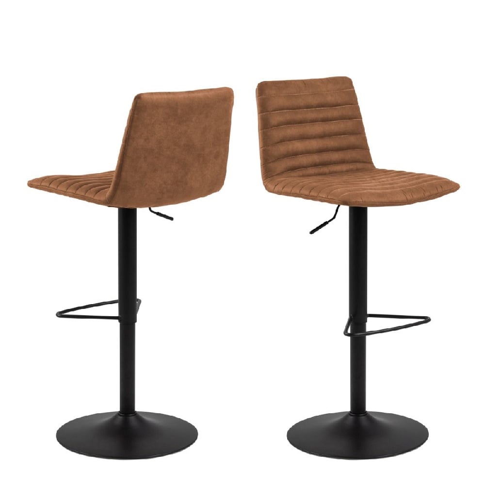 Read more about Kodak brown fabric bar stools with metal base in pair