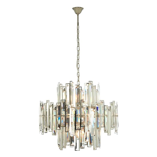 Photo of Kodak large clear crystal chandelier ceiling light in silver