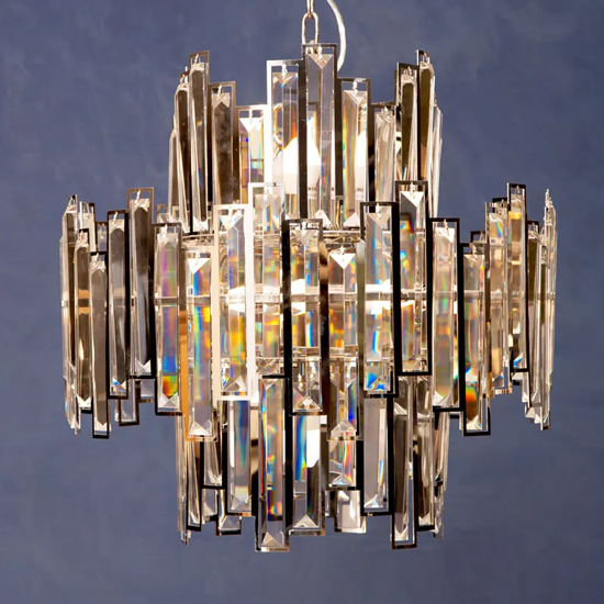 Kodak Small Clear Crystal Chandelier Ceiling Light In Silver