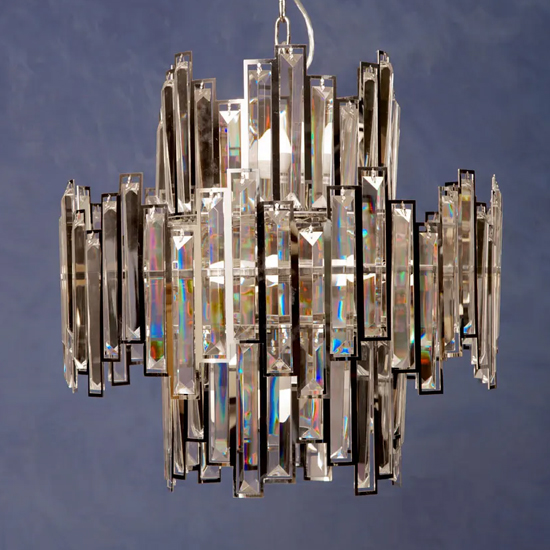 Kodak Small Clear Crystal Chandelier Ceiling Light In Silver