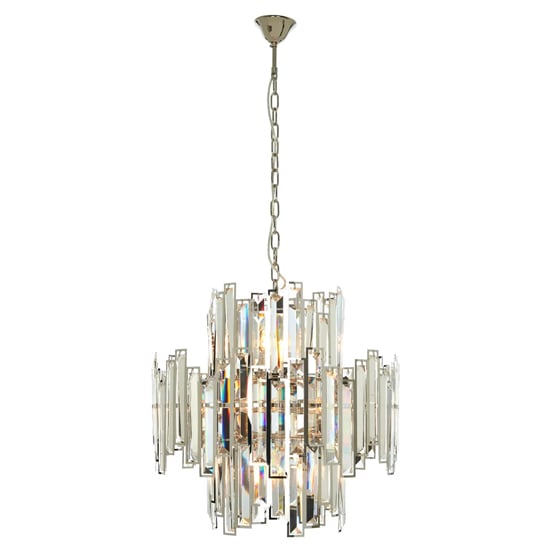 Product photograph of Kodak Small Clear Crystal Chandelier Ceiling Light In Silver from Furniture in Fashion